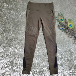 Athleta Green Powerful Gleam Moto Leggings